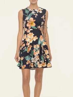 Agua by Agua Bendita Sz S Otono Danza Black Floral Cutout Mini Dress Summer